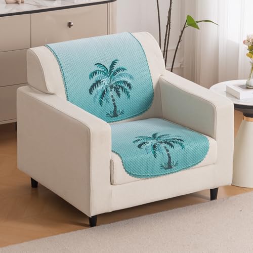 Image of HOKIPO HeavenHue Sofa Cover 1 Seater for Seat & Back, Island Breeze