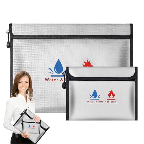 Bolsa ignífuga de nylon resistente de 38x28 cm con cremallera para guardar documentos 2