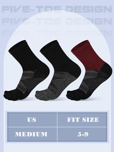 Image of Fourluoo 6 Pairs Women Cotton Athletic Toe Socks