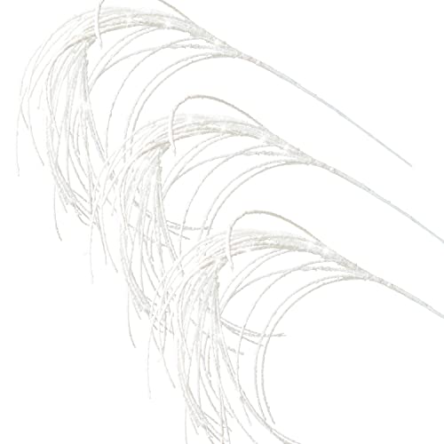 3 Stück Glitzer Weihnachten Picks Sprays Dekorative Wispy Willow Stiele Funkelnde Zweige Zweige für Weihnachtsbaum Topper Blumenarrangements Kränze Girlanden und Heimdekorationen (3, Weiß) Cover