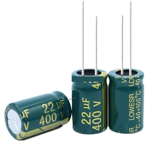 Condensador 400V 22UF electrolítico radial para eliminar ruidos y parpadeos en iluminación LED