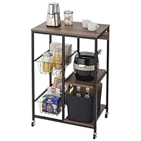 キッチンワゴン ブラック×ブラウン 2段カゴ 幅45cm タマリビング キッチンワゴン 幅45cm かご3段 おしゃれ シンプル 北欧