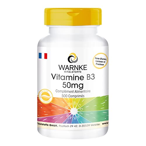 Vitamine B3 50 mg - 500 comprimés - Niacine | Warnke Vitalstoffe - Qualité des pharmacies allemandes