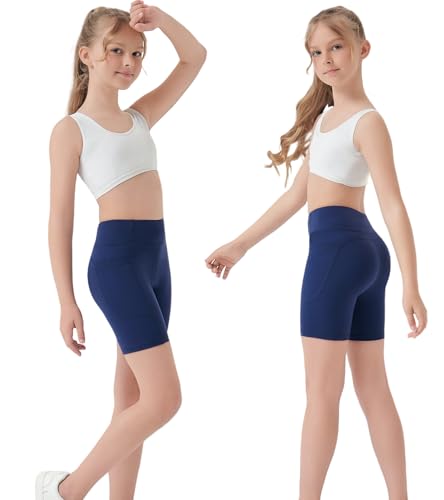 MEJING Meninas Shorts De Ciclista Para Adolescentes, Esportivos Vôlei E Corrida Azul-Marinho, Tamanh