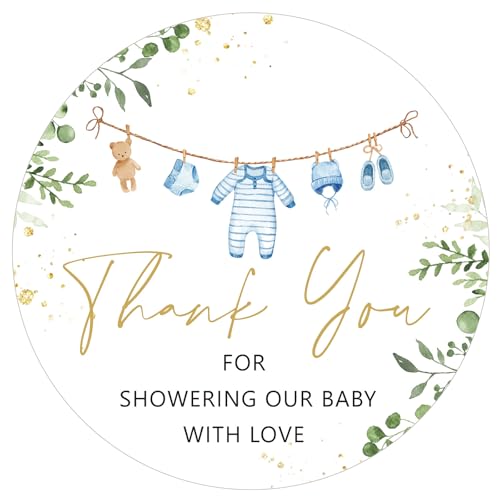 Whaline 100Pcs Baby Shower Clothes Thank You Stickers 2 Inch