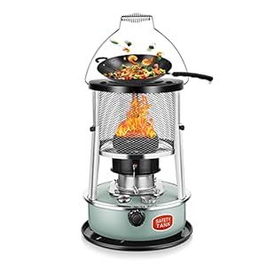Kerosinekachel met zak + 3 lonten, niet-elektrisch, compacte kerosine convectieverwarmer, brander, rookvrij, efficiënte olieverwarmers voor binnen, ijsvissen, tuinhuisje, 4,5 liter kerosinekachel