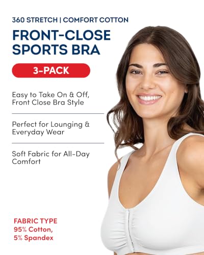 Image of Fruit of the Loom Women's Multi-Pack Front Close Sports Bra