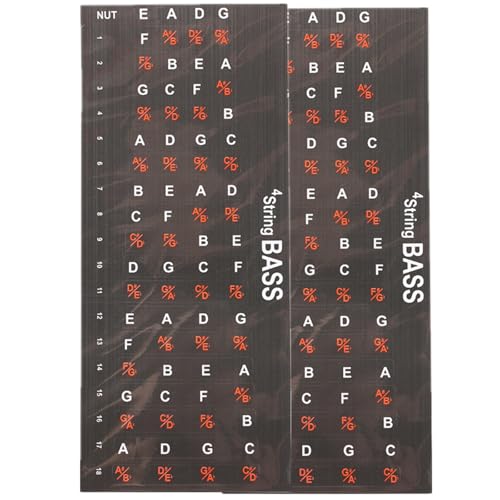 2 Sheet Guitar Fretboard Stickers 4 String Bass Guitar Fret Decals Bass Scales Stickers Fretboard Fingerboard Note Labels or Learning Notes Chords and Scales