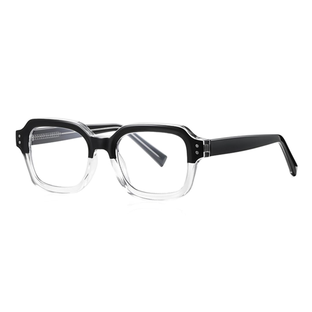 Occhiali da vista retrò da donna Tr90 con montatura per uomo in acetato CP (nero con trasparente)
