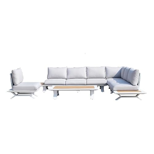 Direct Wicker Patio White Aluminum 7-Person Outdoor Seating Group with Cushions
