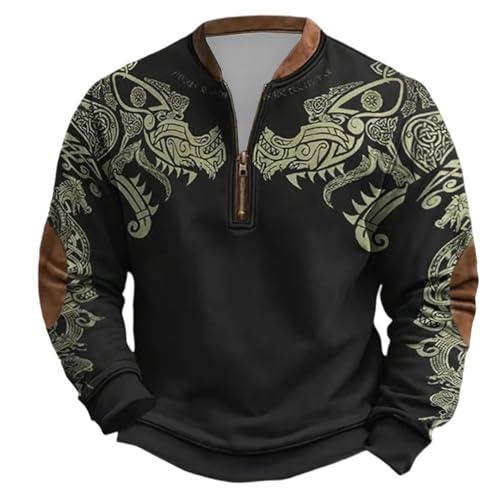 Pull viking homme col demi-zip pull mi-épais chaud et résistant