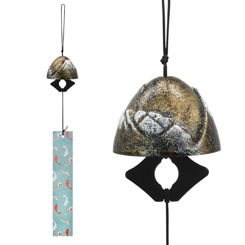 MrMrKura 南部鉄器 風鈴 富士山 鋳鉄製 ウィンドチャイム 鉄風鈴 短冊付き 鉄器 澄んだ音 釣鐘 夏の風物語 伝統工芸 手作り インテリア プレゼント ギフト (ブロンズ)