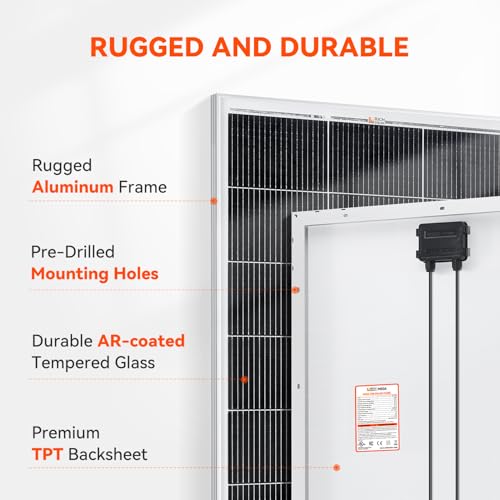 image for RICH SOLAR 200 Watt 12 Volt 18BB Cell Monocrystalline Solar Panel N-Ty