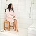 EcoDecors Eleganto 18 Inch Natural Color Waterproof Teak Wood Shower Bench Stool Seat Chair For Inside Shower Provides Safety, Storage, and Organization For Bathroom Accessories
