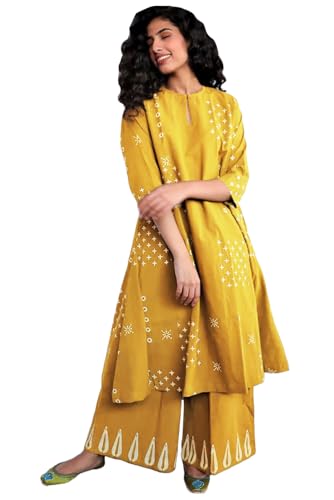 Image of GoSriKi Women Kurta Set | Rayon Viscose Printed A Line Kurta with Pant | Ethnic Wear for Women | Indian Casual Office Daily Summer Outfit