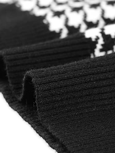 Allegra K Women's Round Neck Vest Sleeveless Houndstooth Plaid Knitted Sweater Medium Black #TOP5