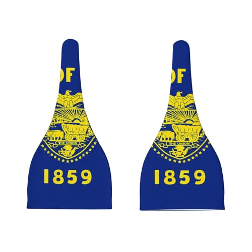 Newborn Baby Hat, Oregon State Flag Print Soft Top Knot Beanie Cap, Cute Baby Headwear for 0-6 Months Black3