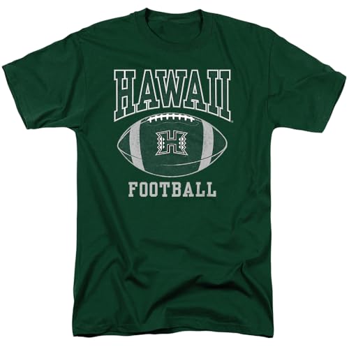 University of Hawaii Football Ball Unisex Adult T Shirt, Hunter Green, Large