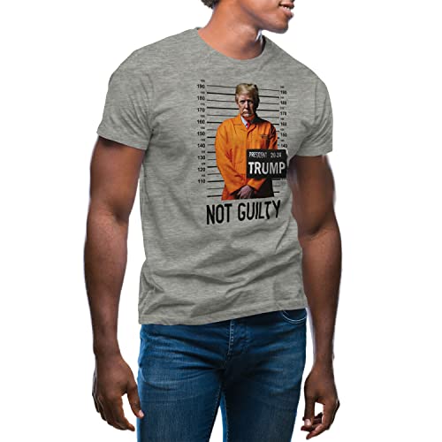GR8Shop Trump Not Guilty President 2024 T-Shirt Maglietta Grigio per Uomo Size L