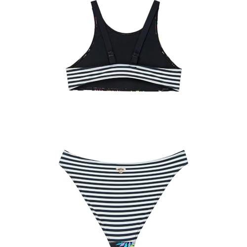 Bikini crop niñas Roxy Active Set negro con tejido resistente 2