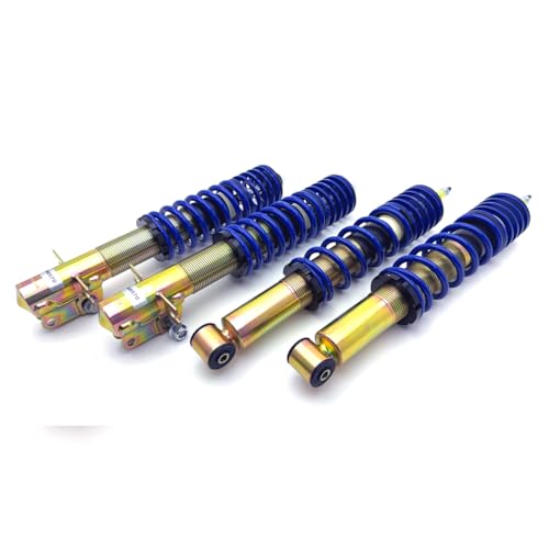 Solo Werks S1 Coilover Kit Compatible with VW 1974 to 1984 MK1 Rabbit, GTI, MK1 Cabriolet, Jetta, Scirocco I & II - Height Adjustable: Front & Rear 1.6" to 2.8" - Sport Tuned Dampers