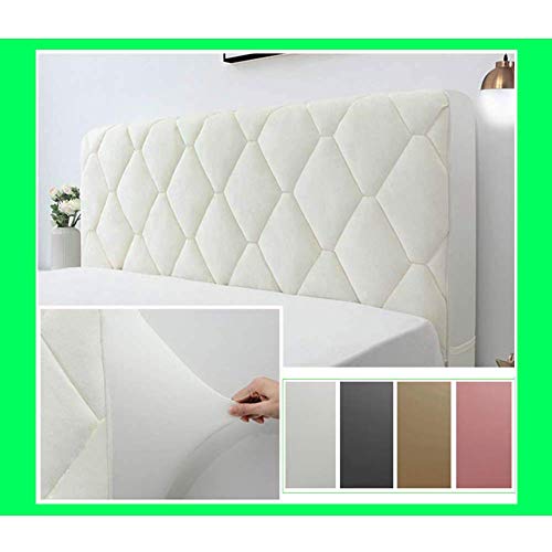 Zairmb Espesar Cabeceros De Cama Funda Cover Elástica antiincrustante contra el Polvo Funda para Cabecero de Cama Duradero Acolchado Color sólido Cubierta protectora-150cm(59inch) Blanco lechoso