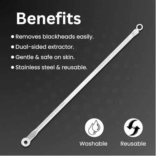 Image of Midazzle Round Blackhead & Whitehead Remover Tool, Stainless Steel Pimple & Acne Extractor Tool for Clean Pores & Clear Skin | Face Care Tool for Men & Women, All Skin Types (MIBR3301)