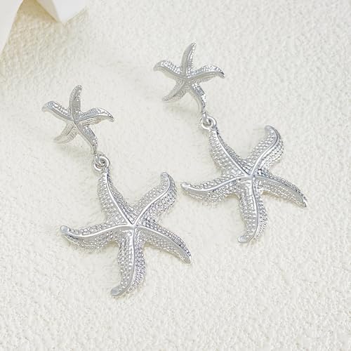 Starfish Dangle Earrings for Women Gold Silver Trendy Hypoallergenic Sea Shell Stud Earrings Chunky Ocean Beach Jewelry Gifts for Her2