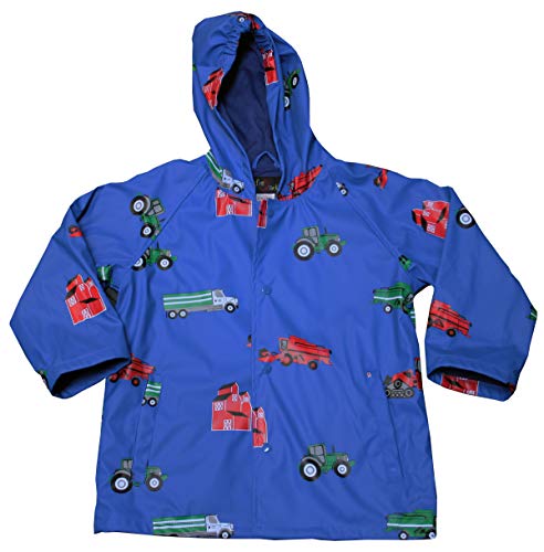 Foxfire for Kids Boys Blue Farm Equipment Raincoat Size 10