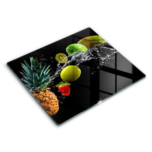 Planche à découper induction 60x52cm en verre et protège-plaque Wallfluent Fruit dans l'eau