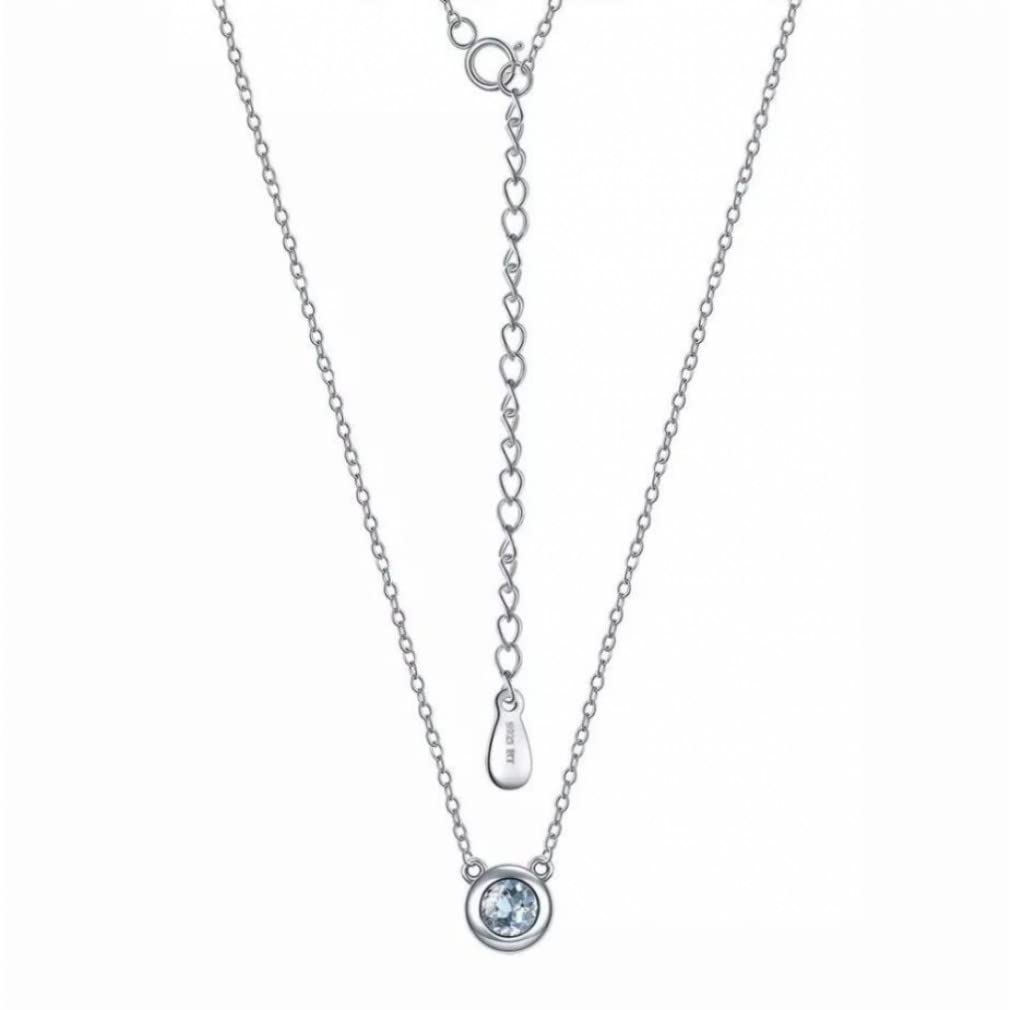 Collier Argent Aigue-Marine Fine Anti Ternissement Peau Sensible - 6