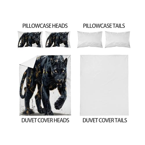Housse de couette zippée guépard imprimé 3D en microfibre anti-plis super king