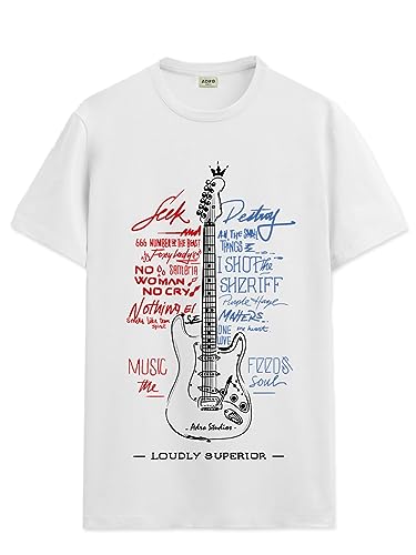 Image of ADRO Guitar Design Printed T-Shirt for Men - 100% Cotton, Regular Fit, Soft Breathable Fabric.