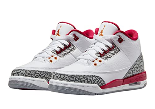 Nike boys Air Jordan 3 GS 398614 126 Cardinal, White/Light Curry/Cardinal Red, Size 4Y3