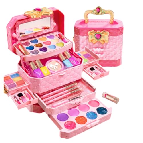 Kirnuo 子供用化粧品セット 引き出し式 防塵 子供用化粧品セット シアター 子供用化粧品セット おもちゃ 小さな化粧台 おままごと メイクアップ 女の子用メイクおもちゃ プリンセスシアター 教育用 ガールズセット クリスマス/誕生日贈り物 (ミュージ