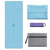 KUYOU Yogamat, opvouwbaar, 2 mm, dunne gymnastiekmat, antislip, hulplijnen, licht, milieuvriendelijk, duurzaam, hoogwaardig suède voor reizen, yoga en pilates, met draagtas en draagriem
