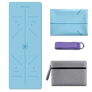 KUYOU Yogamat, opvouwbaar, 2 mm, dunne gymnastiekmat, antislip, hulplijnen, licht, milieuvriendelijk, duurzaam, hoogwaardig suède voor reizen, yoga en pilates, met draagtas en draagriem