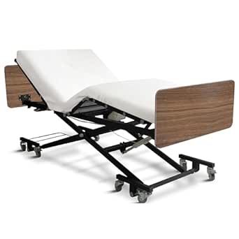 Ultra Low Electric Hospital Bed with Memory Foam Mattress and Safety Rails