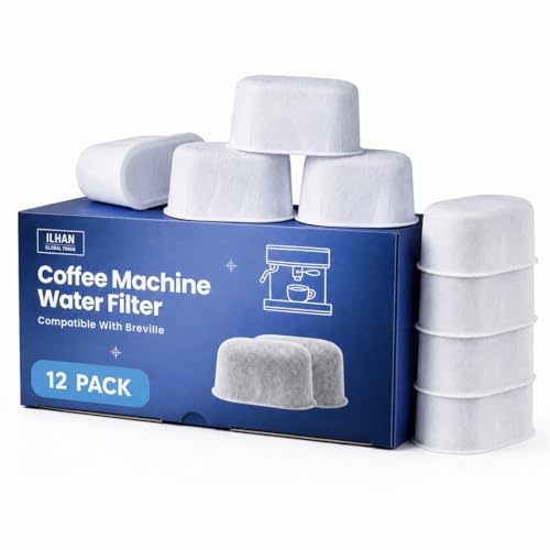 12-Pack Water Filter Replacement for Breville BWF100 Espresso Machines – Compatible with Barista Express, Barista Pro, Touch, Dual Boiler, BES980XL BES870XL BES920XL – Activated Charcoal Filters