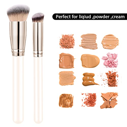 Image of Makeup Brushes Dpolla Pro Foundation Brush and Flawless Concealer Brush Perfect for Any Look Premium Luxe Hair Contour Brush Perfect for Blending Liquid,Buffing,Cream,Sculpting,Mineral Makeup(White)