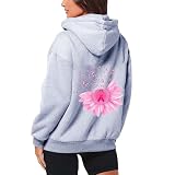 Generisch Sudadera con capucha para mujer, prevención del cáncer de mama, cremallera, forro polar, manga larga, informal, bolsillo con cordón, cómodo, suave, transpirable, resistente al invierno