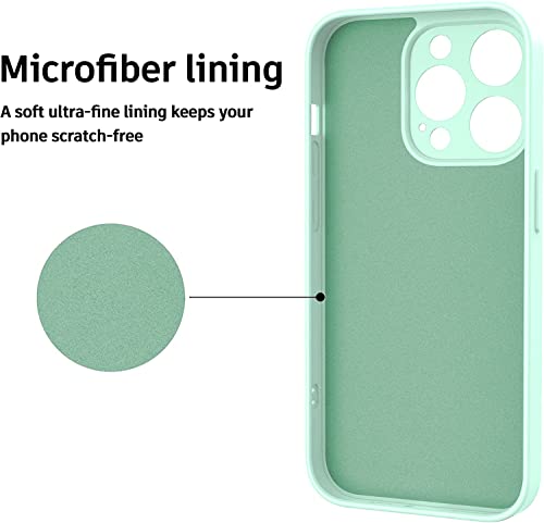 Image of Elzzi Microfiber Square Candy Case Compatible for iPhone 14 PRO MAX, Shockproof Slim Back Cover Liquid Silicone Case -Forest Green (Mint)