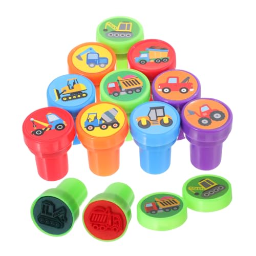 Hemobllo 20 pièces Tampons Chantier de Construction Motifs Cartoon pour Scrapbooking Jouets Éducatifs Garçon Fille Cadeaux Fête Anniversaire