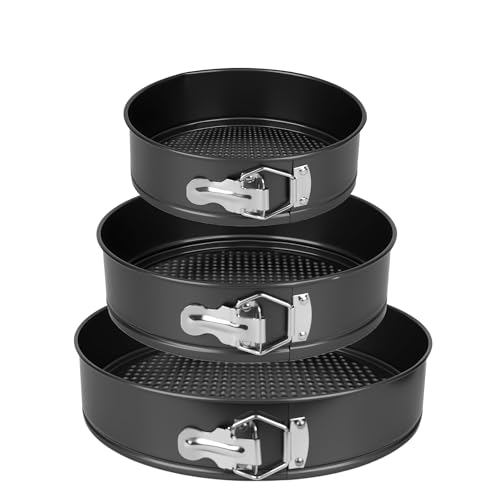 FLEEODAN Springform Pan Set of 3 (7"/9"/11") - Non-Stick Cheesecake Pans with Removable Bottom, Round Baking Molds for Cheesecake, Pie, Desserts & More - Baking Bakeware Set by FLEEODAN - Used condition - US$12.02
