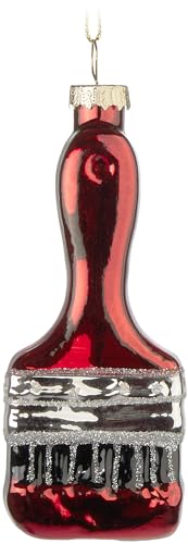 BRUBAKER Pennello Rosso - Pallina di Natale in Vetro Dipinta a Mano - Pennello per Albero da 11 cm - Decorazione Natalizia per Pittori e Decoratori - Soffiata a Bocca - Statuetta con Ciondolo