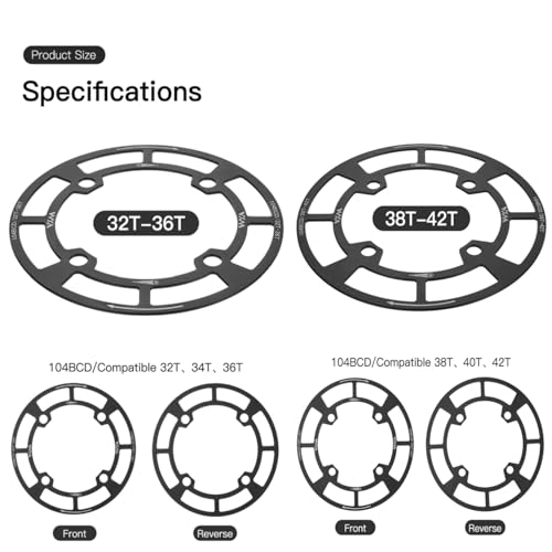 image for YBEKI Mountain Bike Chainring Guard 104 BCD 32T 34T 36T/38T 40T 42T Ch