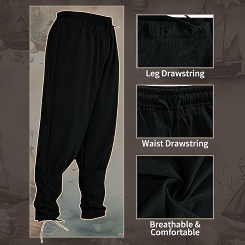 Mens Spring Summer Autumn Ankle Banded Pants Medieval Viking Navigator Trousers Renaissance Pants4