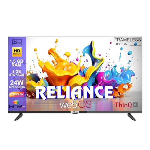 Reliance 32-inch HD Ready Smart LED TV with WebOS, 24W Speakers, 1.5GB RAM, 8GB Storage, Frameless Design with Magic Remote