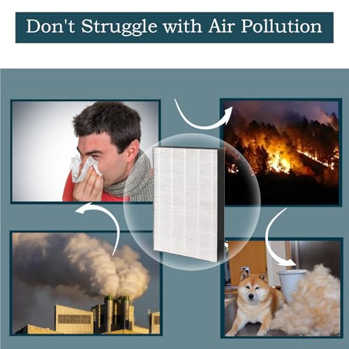 Image of KC-850U Filter for Sharp Air Purifier Part # FZ-C100HFU | Used for Living Room Bedroom | Capture Dust, Pet Dander - 2 Pack HEPA