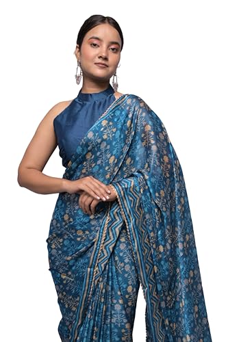 Image of MIRCHI FASHION Women Saree Floral Print Chiffon | Lightweight Festive Occasion Sari for Farewell and Functions with Unstitched Blouse Piece